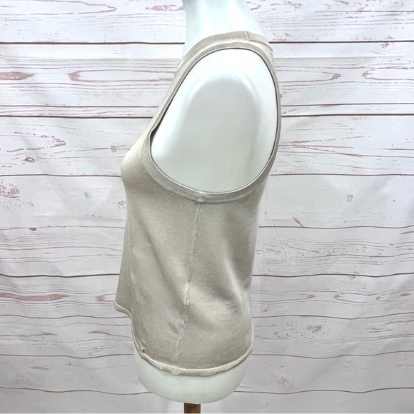 Anine Bing Sleeveless Noel Sweater Knit Tank Top Champagne Beige - Picture 5 of 15